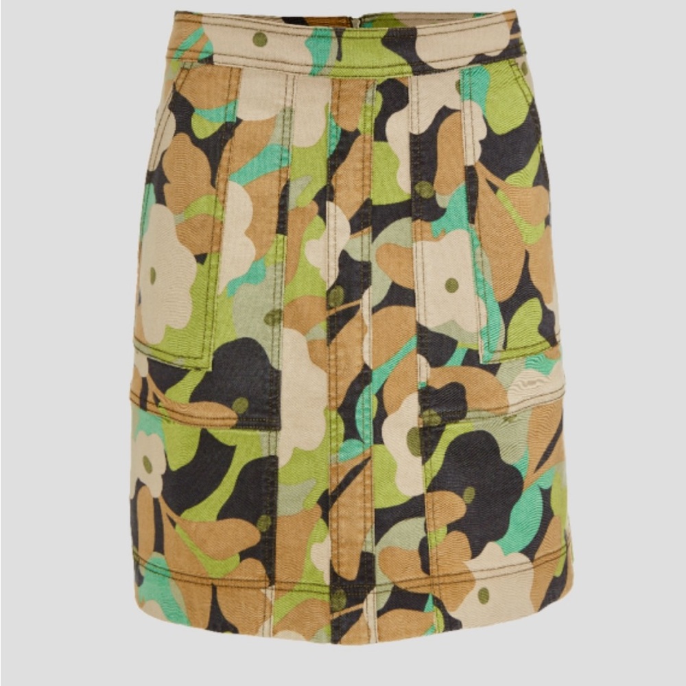 CAbi Zip Line Floral Camouflage Skirt